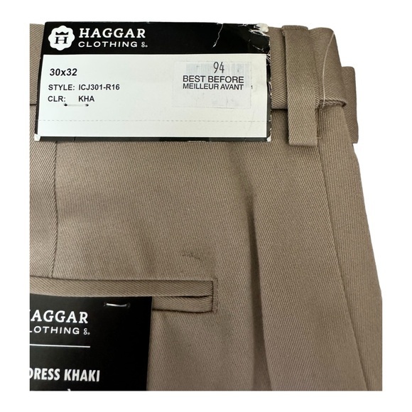 Haggar Men’s Premium Dress Khaki Pants Straight Fit Expandable Waist 30x32 NWT - Picture 5 of 11